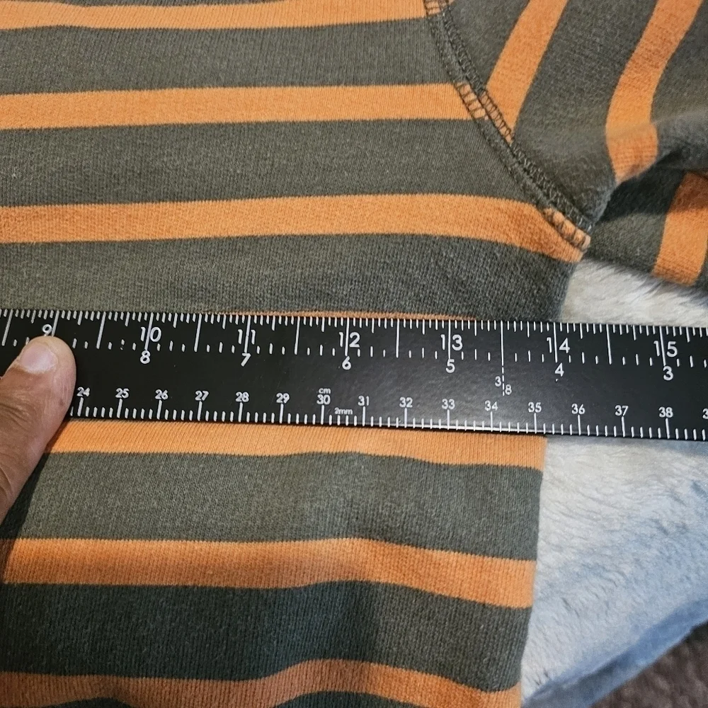 Boden youth boys brown and orange stripped pullover